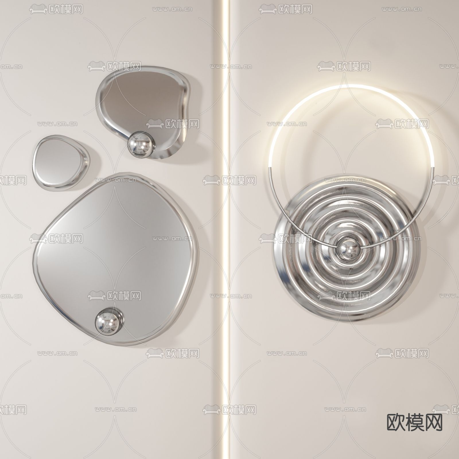 现代轻奢墙饰挂件su模型下载（渲染图1）