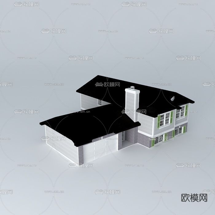 美式简约别墅免费3d模型下载