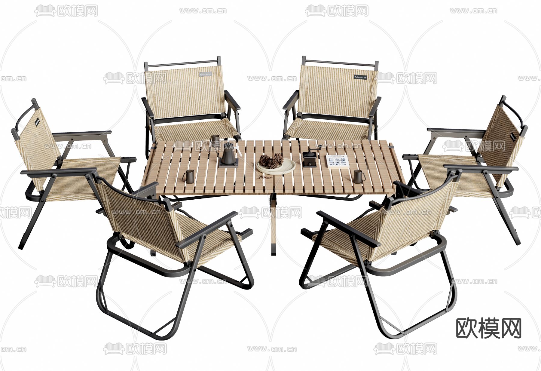 现代户外露营折叠桌椅3d模型下载