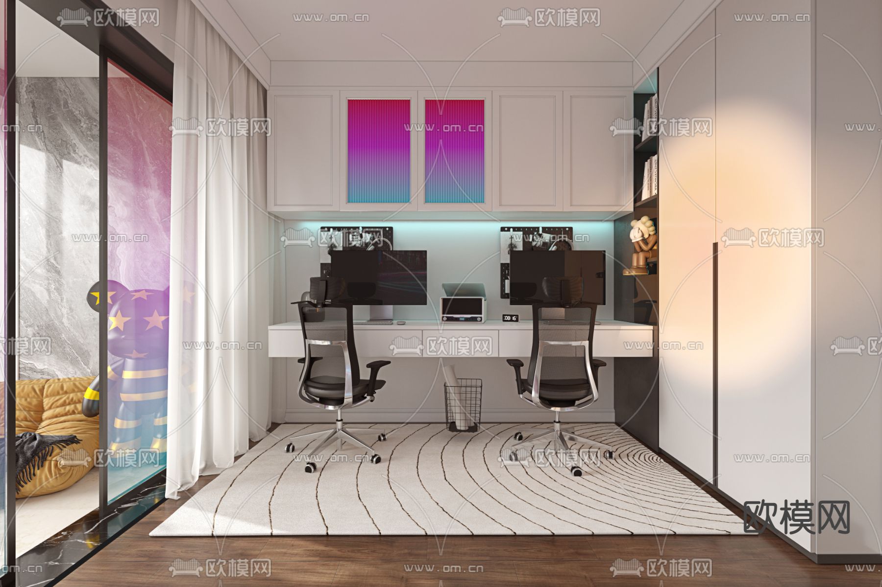 现代电竞房书房3d模型下载_ID12045274_3dmax免费模型-欧模网