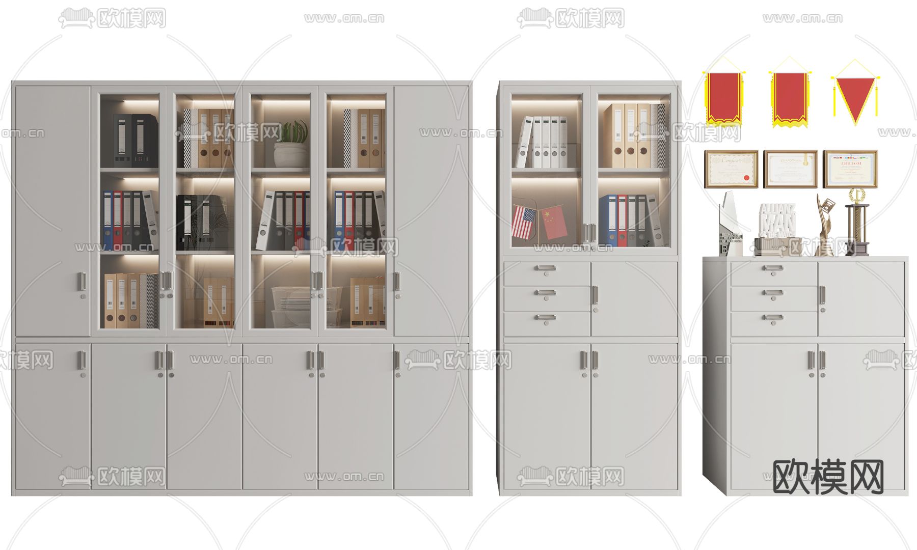 现代文件柜档案柜3d模型下载