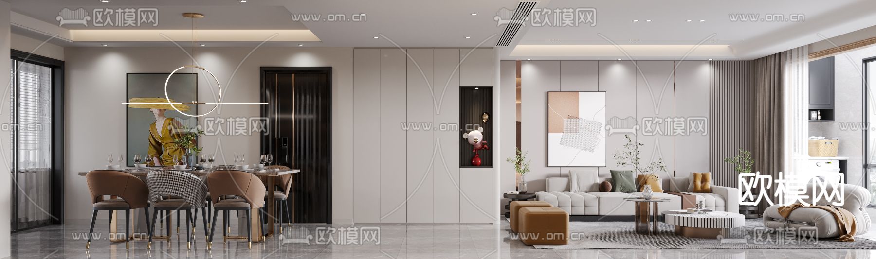 现代客餐厅3d模型下载_ID12045689_3dmax免费模型-欧模网