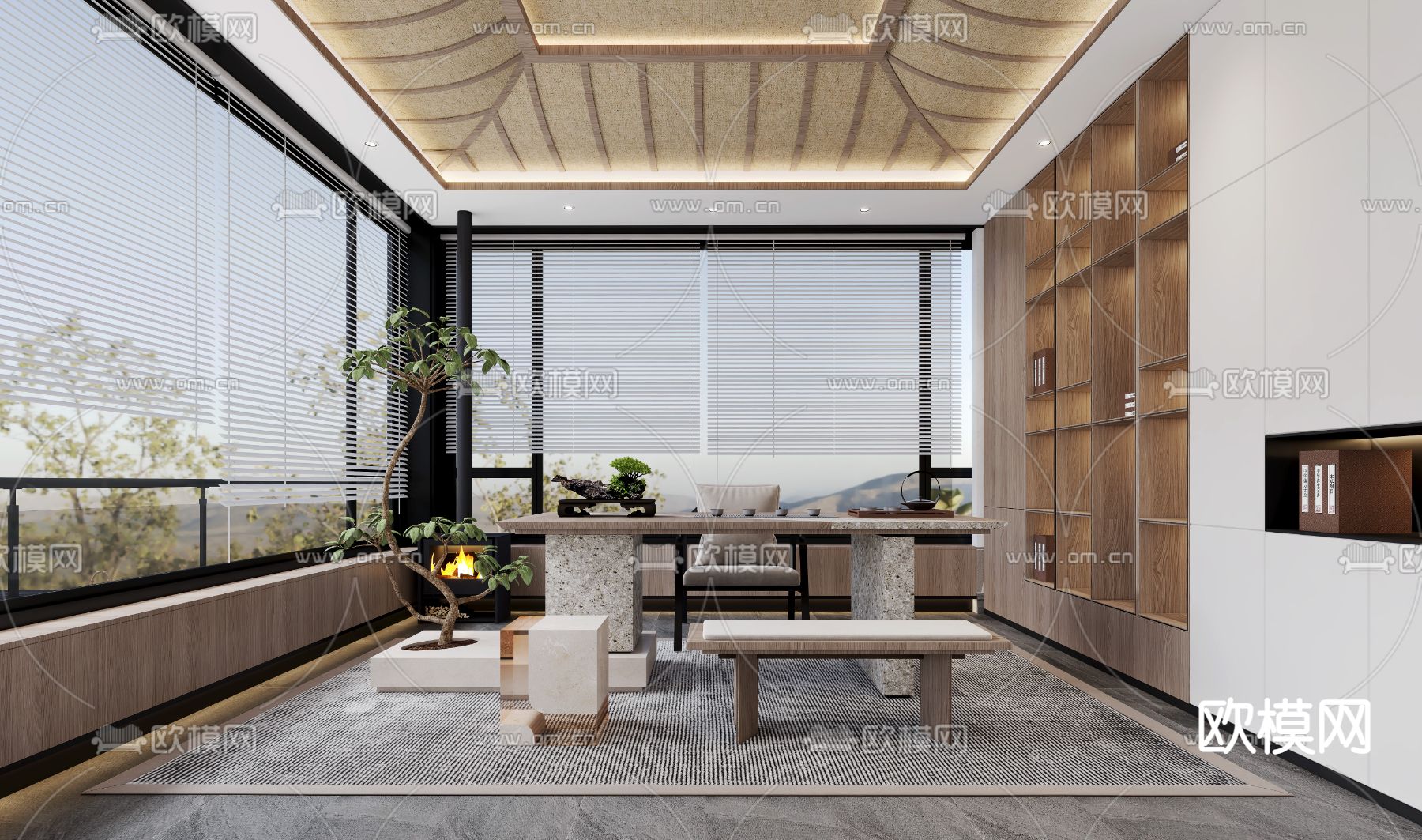 中式私人会所包房3d模型下载（渲染图2）