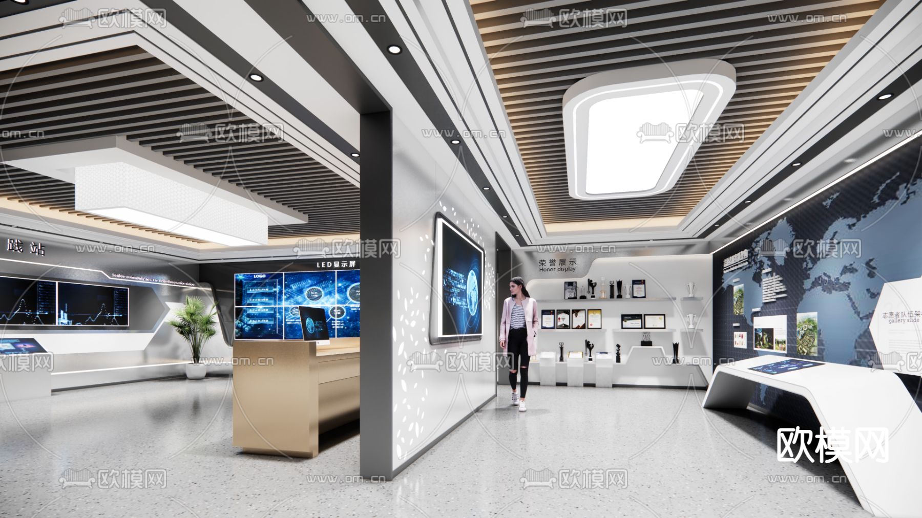 现代科技企业展厅su模型下载（渲染图1）