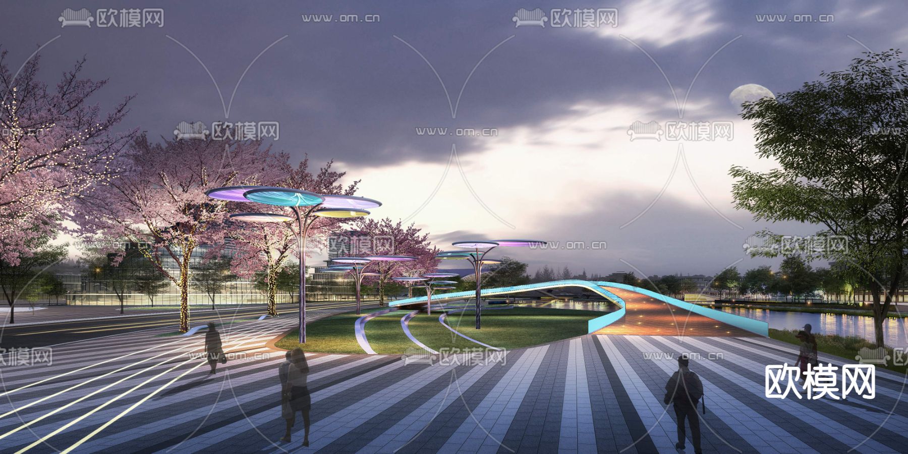 现代广场公园景观psd下载