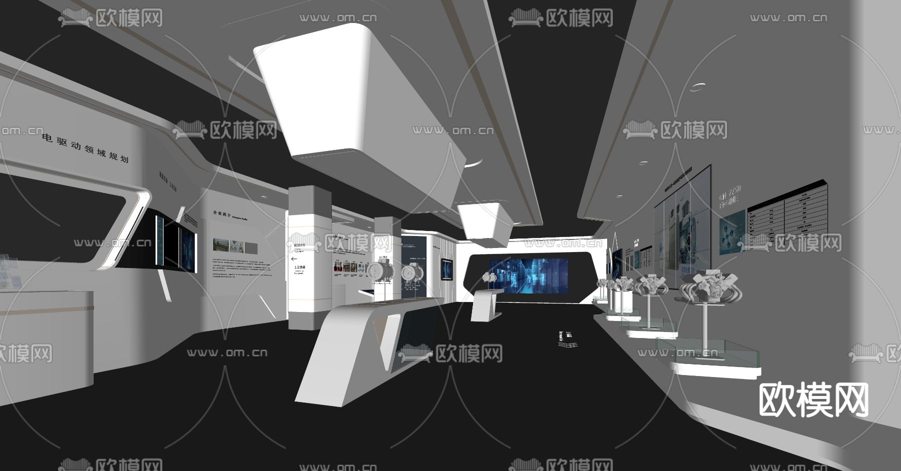 现代科技企业展厅su模型下载（渲染图4）