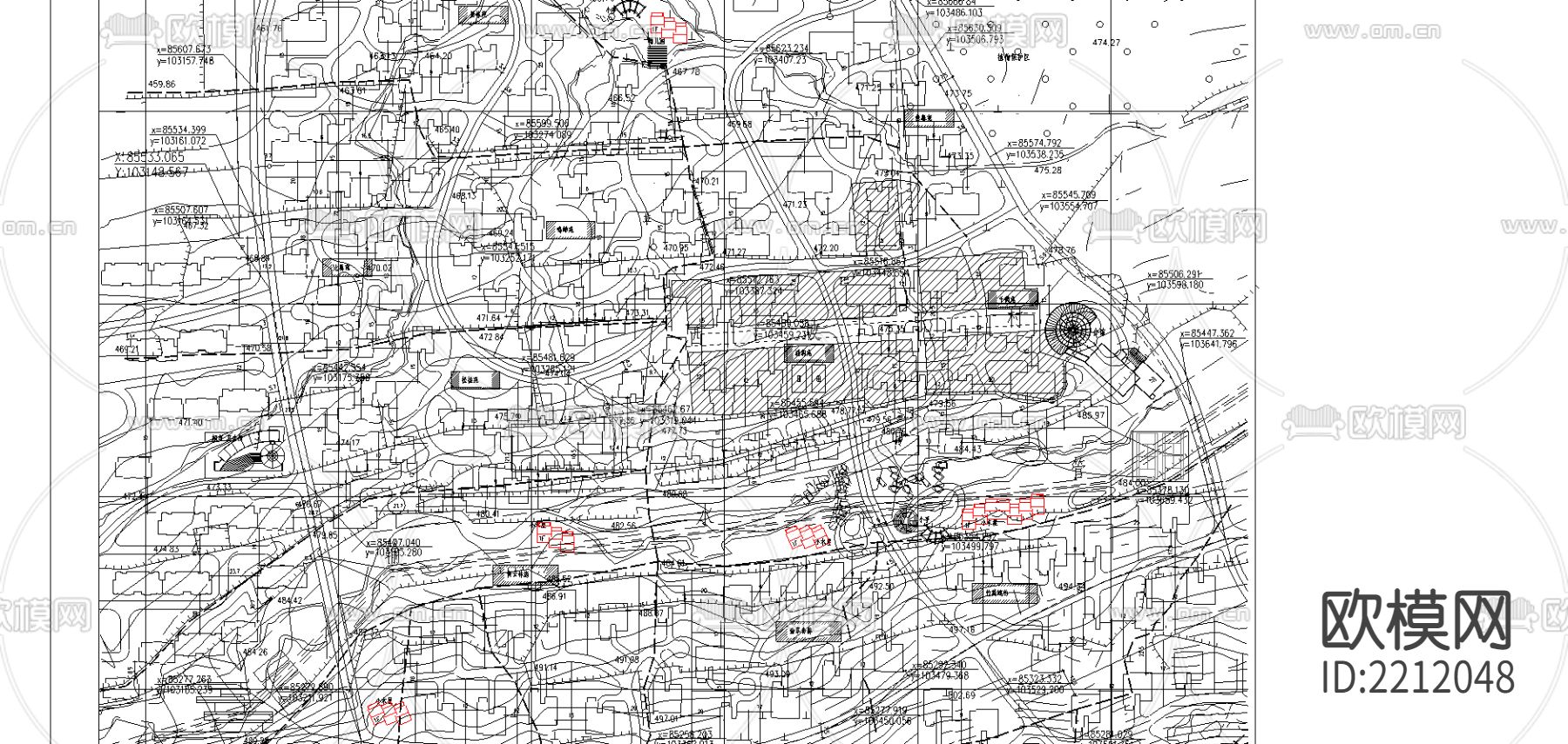 综合服务区控规划图CAD施工图下载（渲染图1）