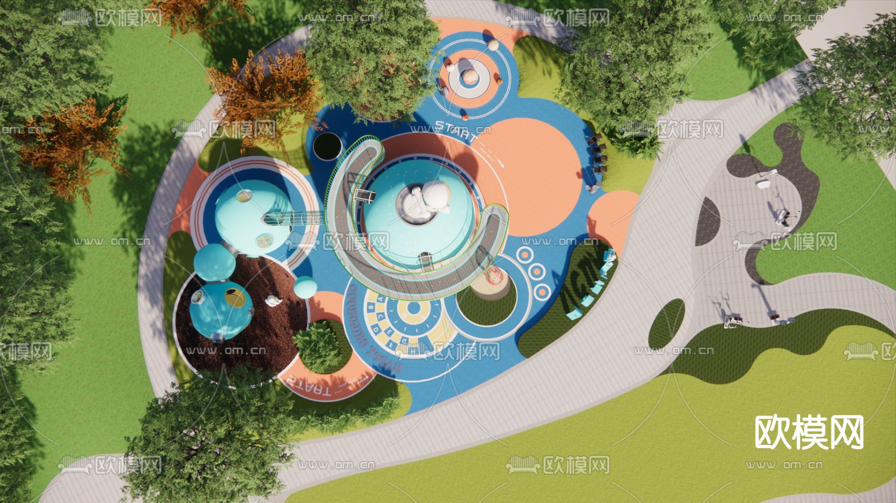 现代宇宙主题儿童乐园su模型下载（渲染图3）