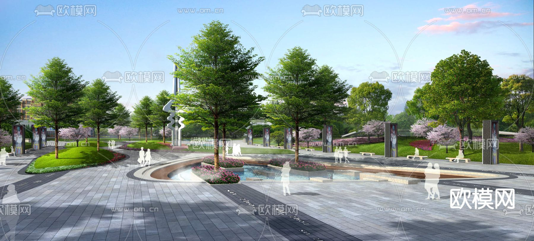 现代广场公园景观psd下载