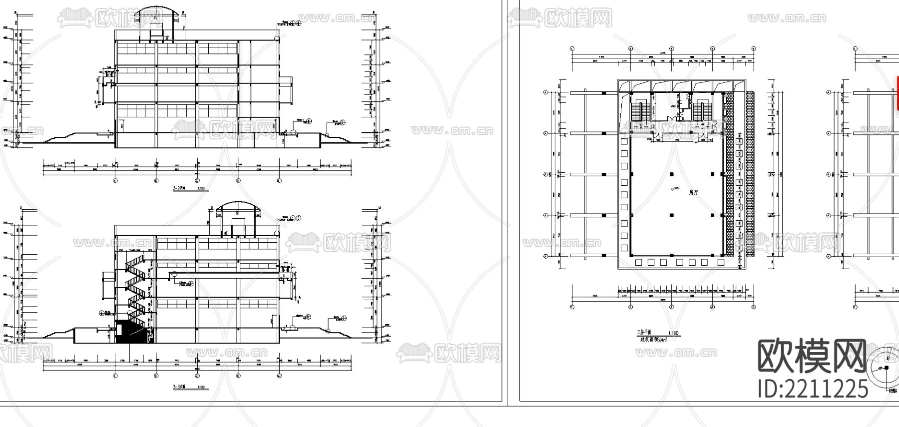 博物馆建筑设计cad施工图下载（渲染图3）