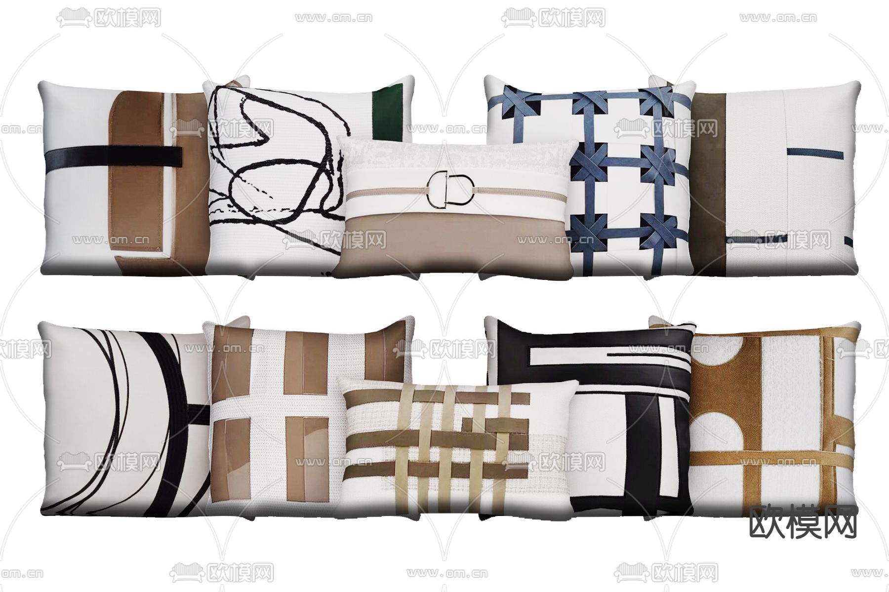 现代方形抱枕3d模型下载