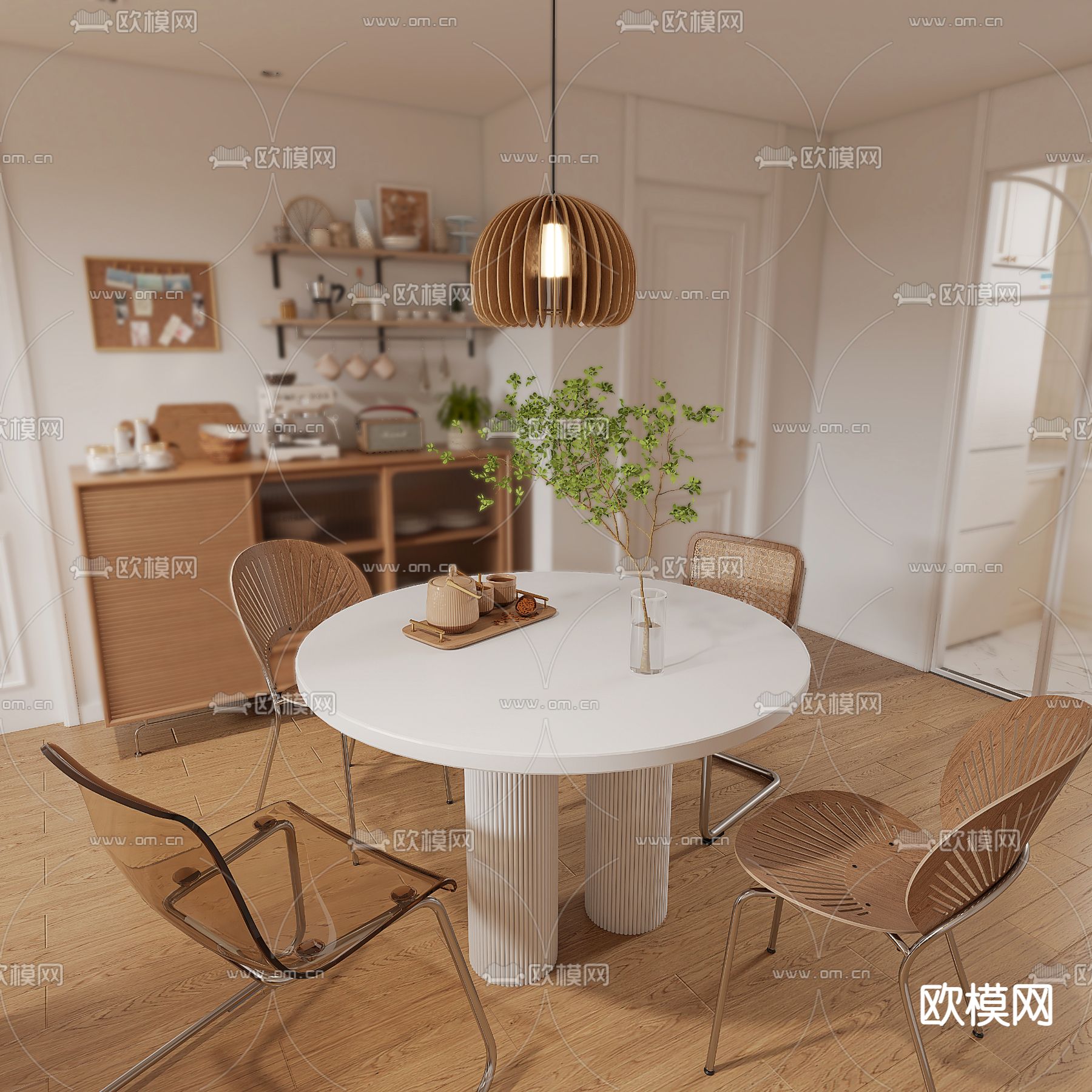 北欧客餐厅3d模型下载（渲染图3）