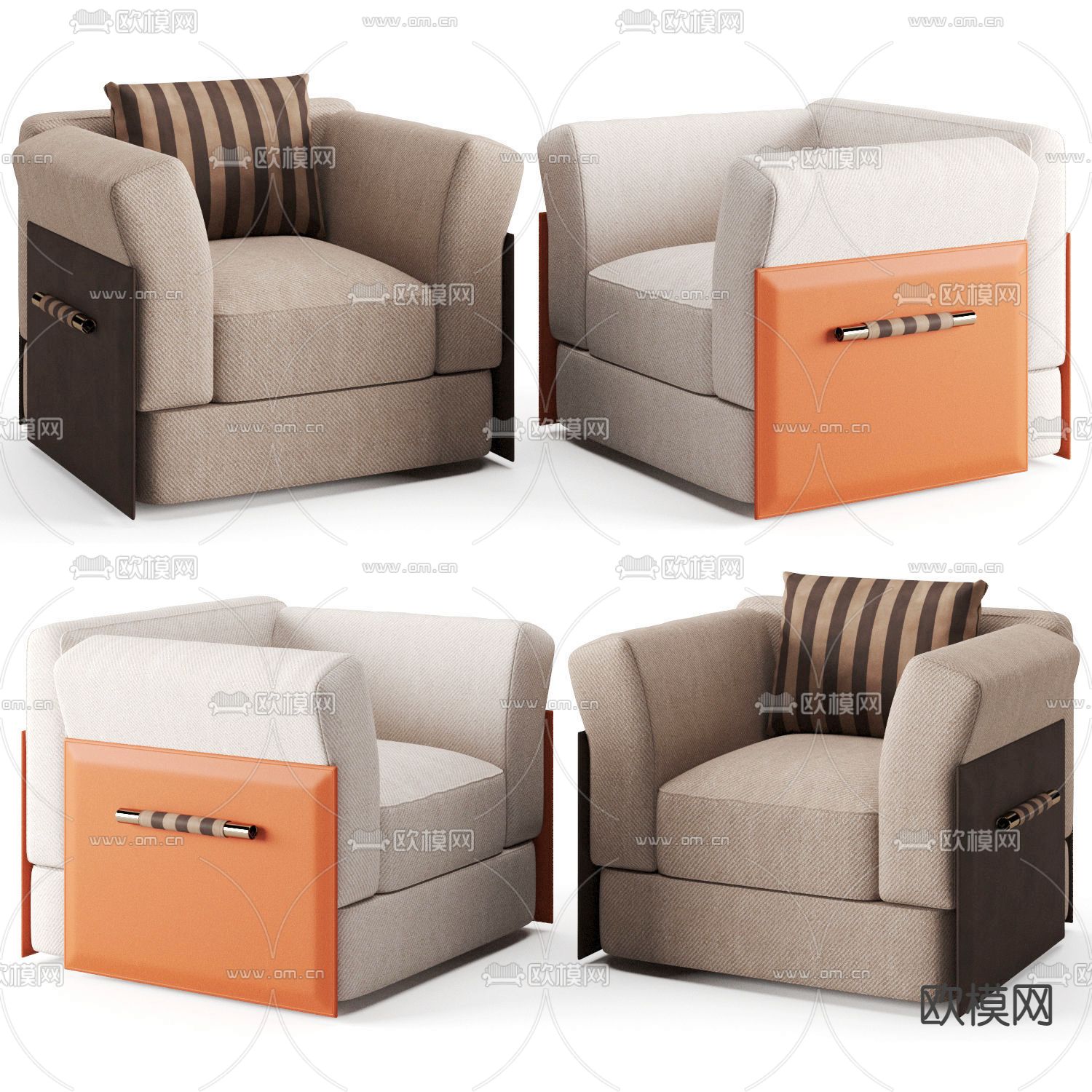 FENDI 现代布艺单人沙发3d模型
