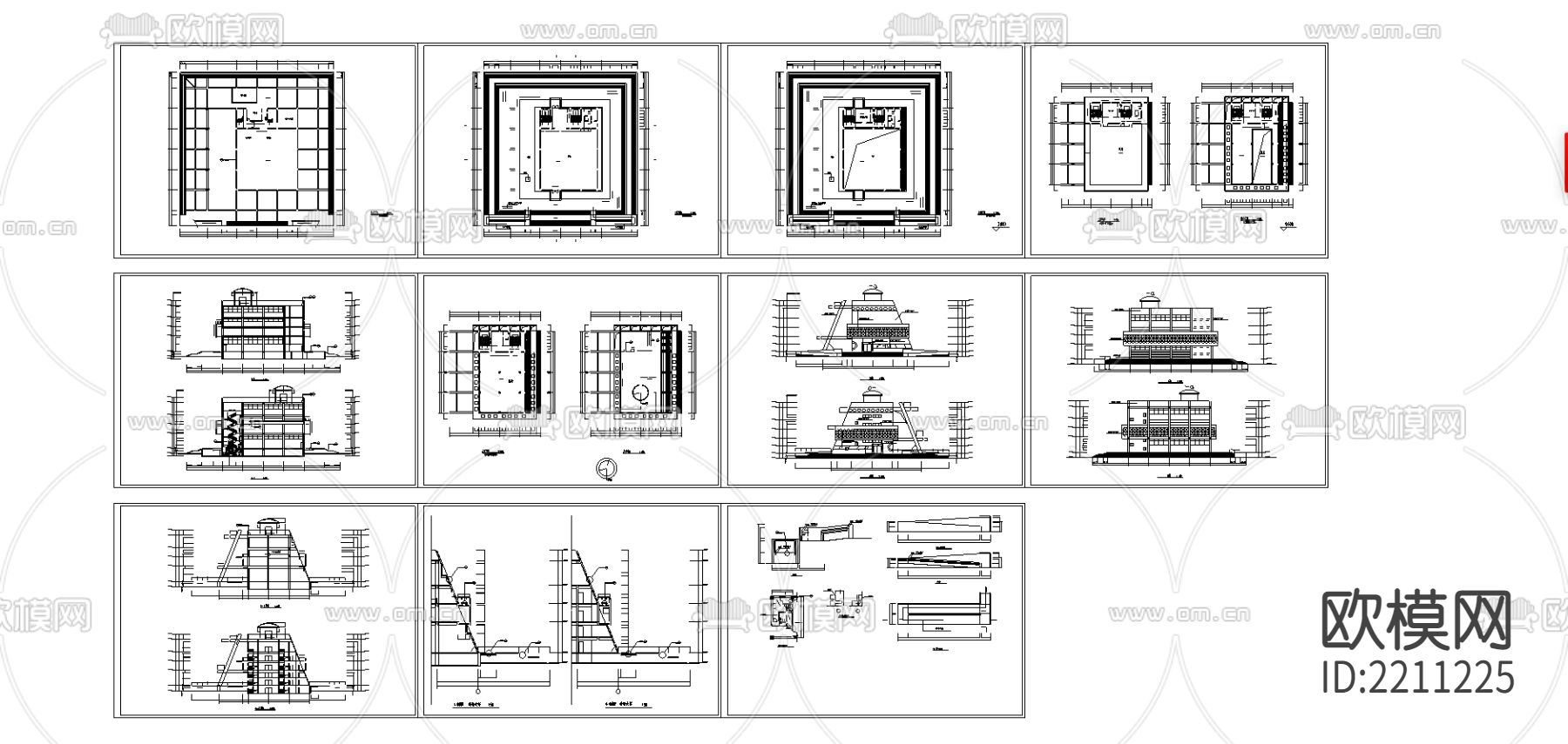 博物馆建筑设计cad施工图下载（渲染图1）