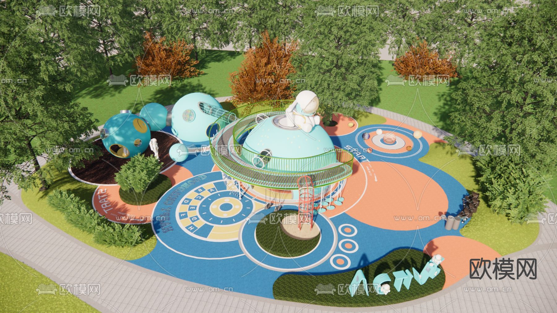 现代宇宙主题儿童乐园su模型下载（渲染图1）