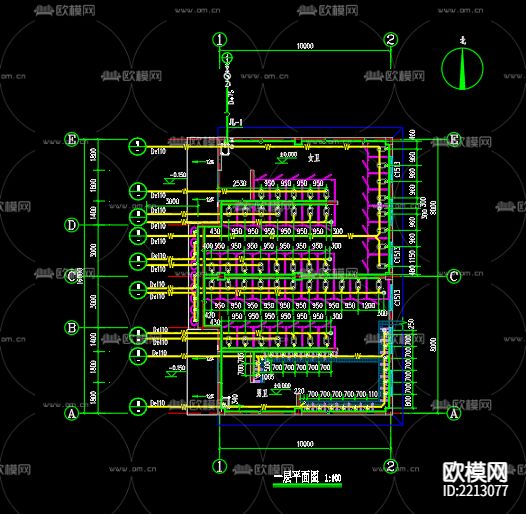 界集中心小学厕所给排水cad施工图下载（渲染图3）