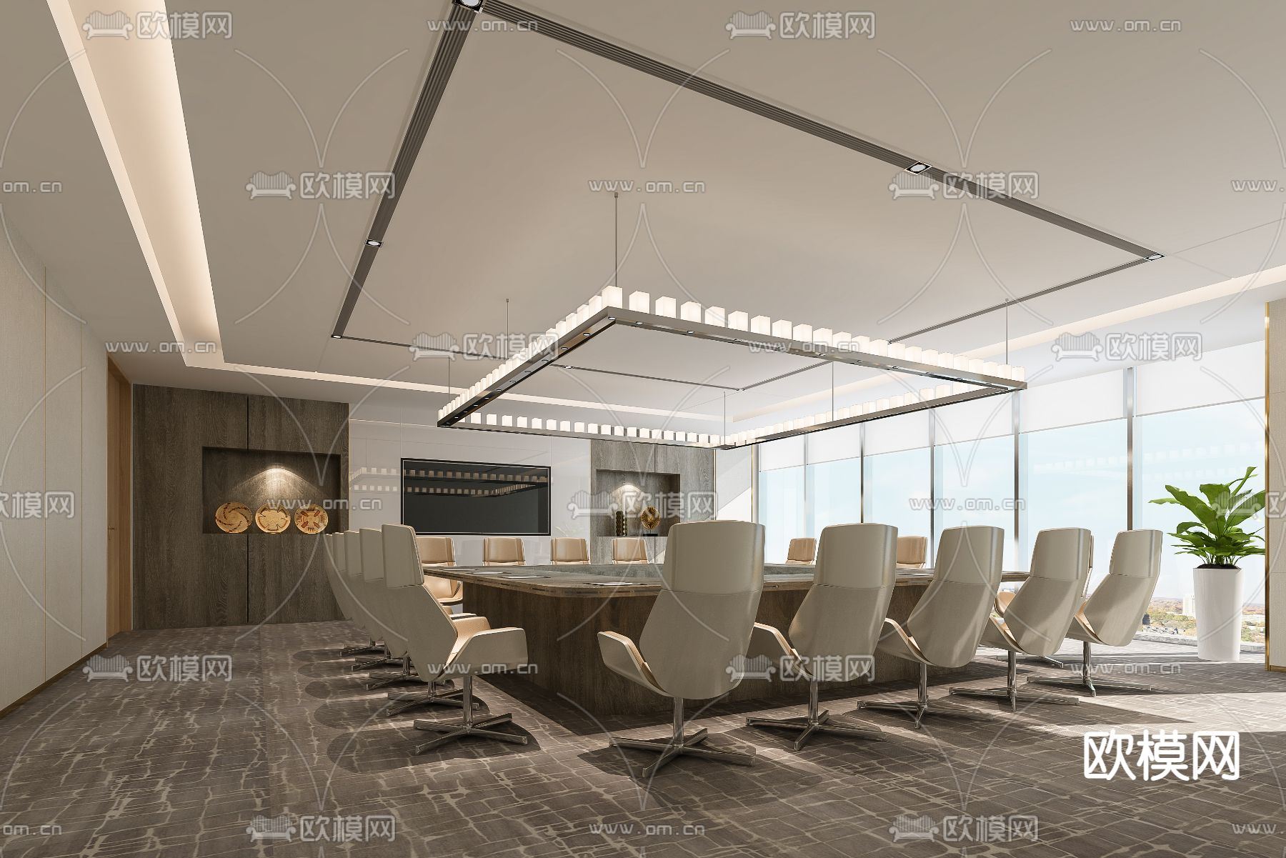 现代会议室3d模型下载_ID12044290_3dmax免费模型-欧模网