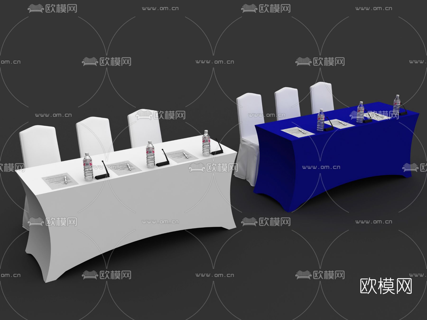 现代会议桌椅3d模型下载_ID12046185_3dmax免费模型-欧模网
