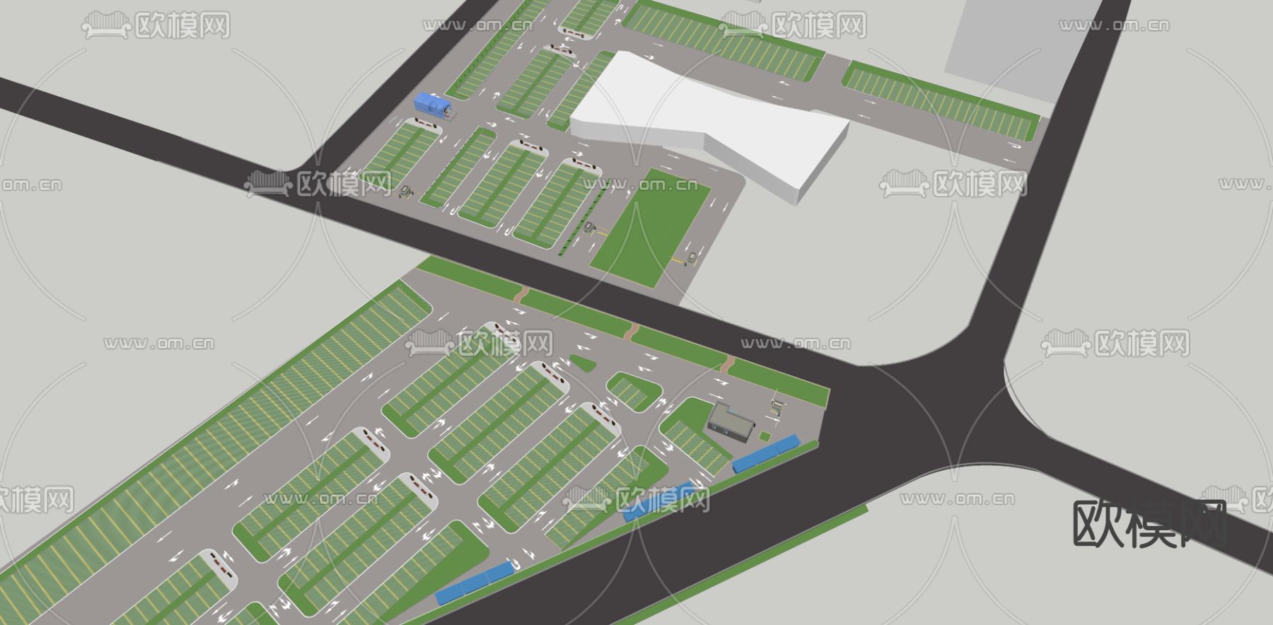 现代露天停车场su模型