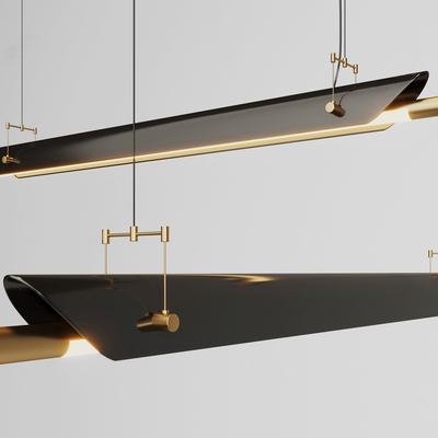  现代金属办公吊灯su模型 