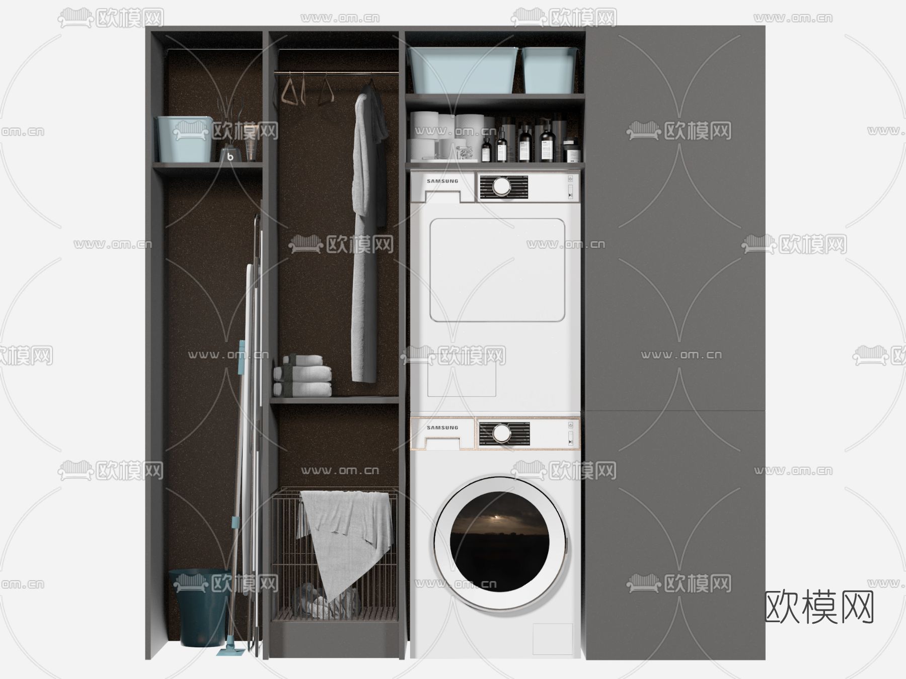 现代洗衣机柜3d模型下载