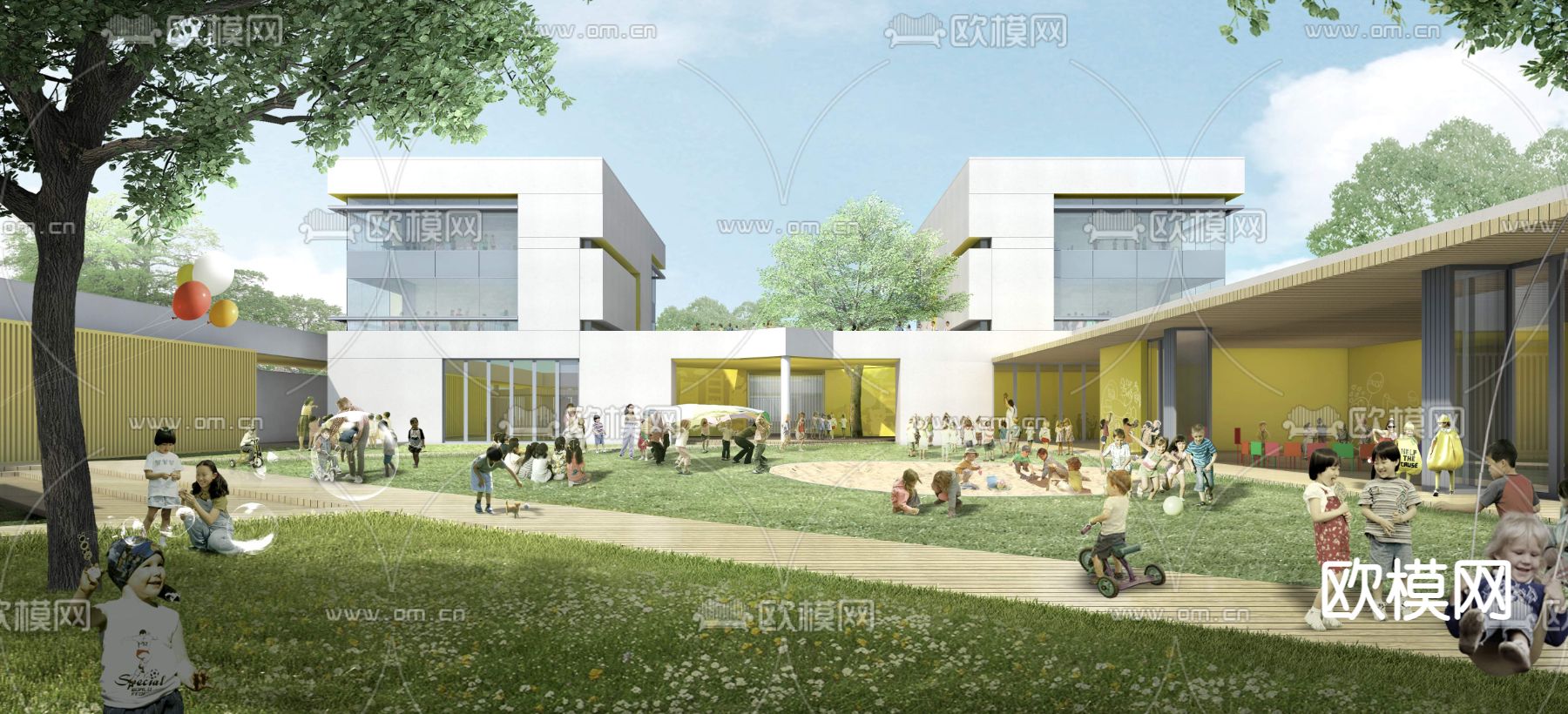 现代亲子公园景观psd下载