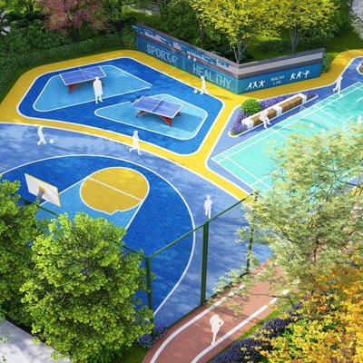  现代篮球场su模型 