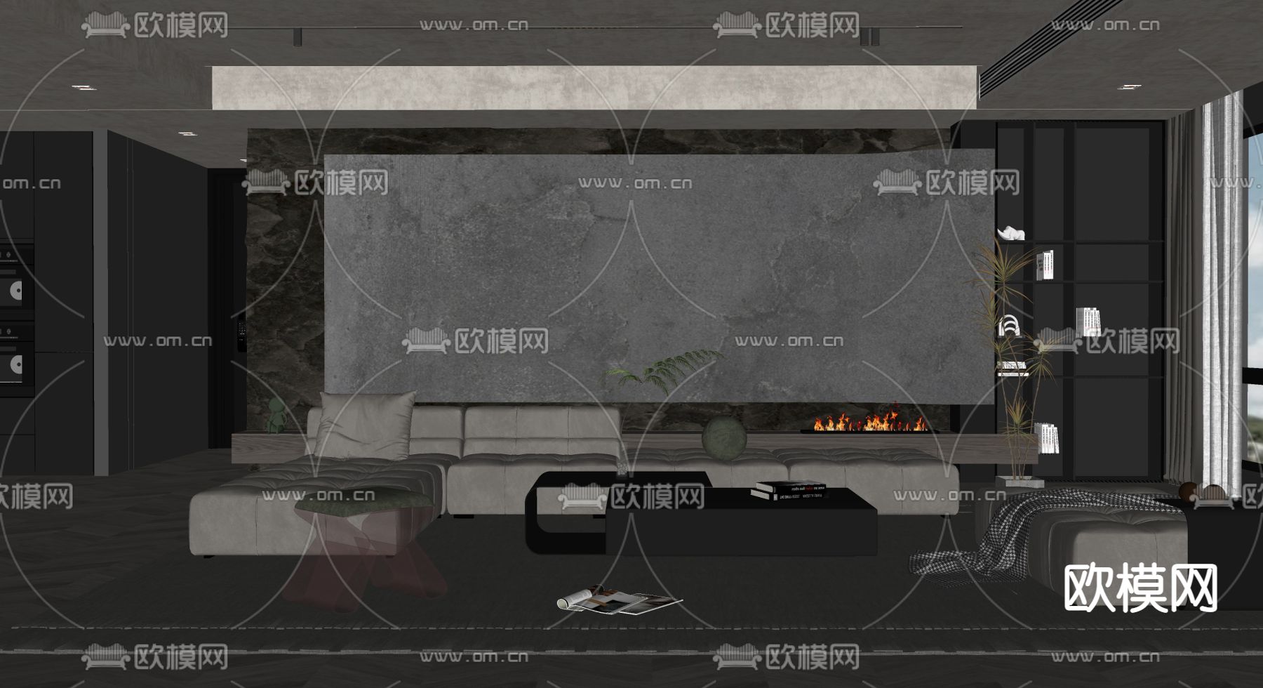 现代客厅su模型