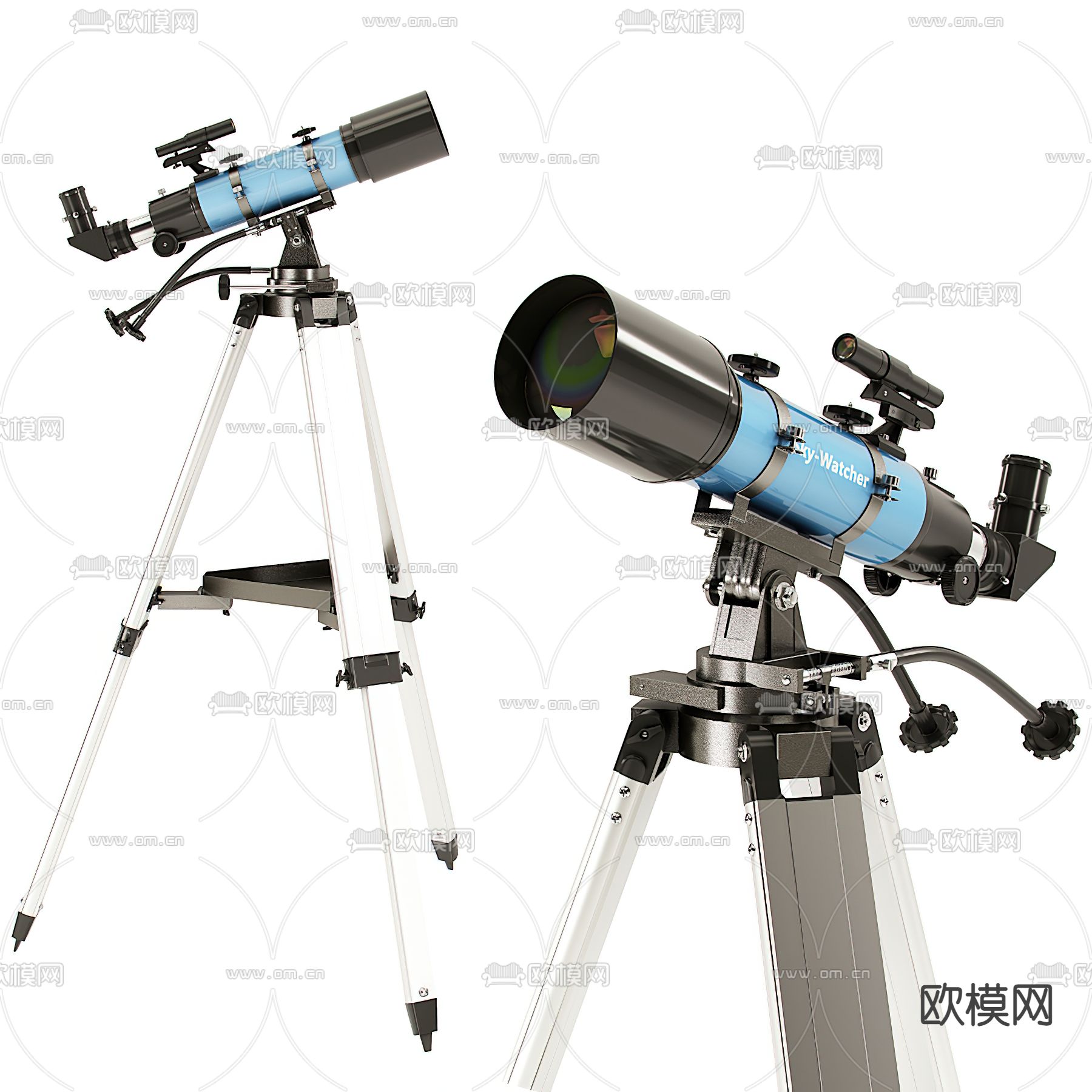 现代天文望远镜3d模型下载