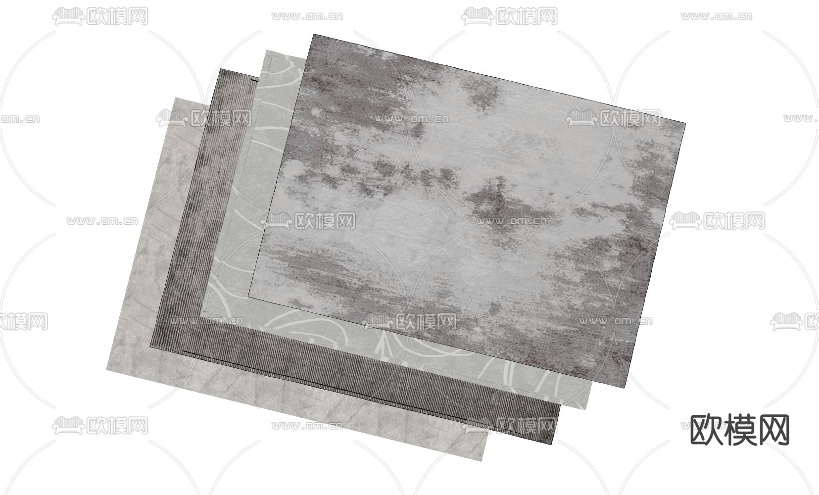 现代方形地毯su模型
