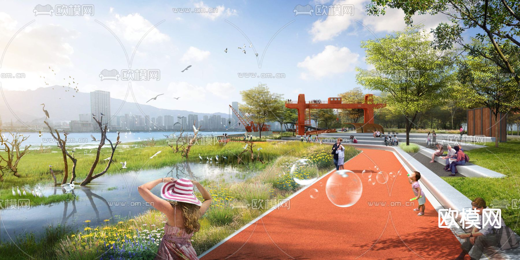 现代亲子公园景观psd下载