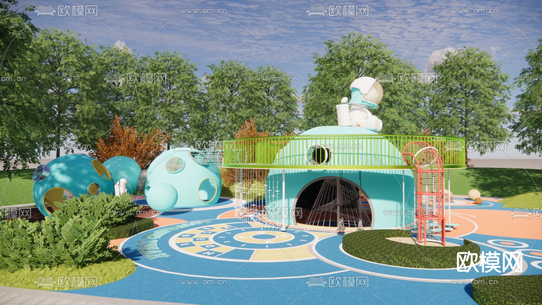 现代宇宙主题儿童乐园su模型下载（渲染图2）