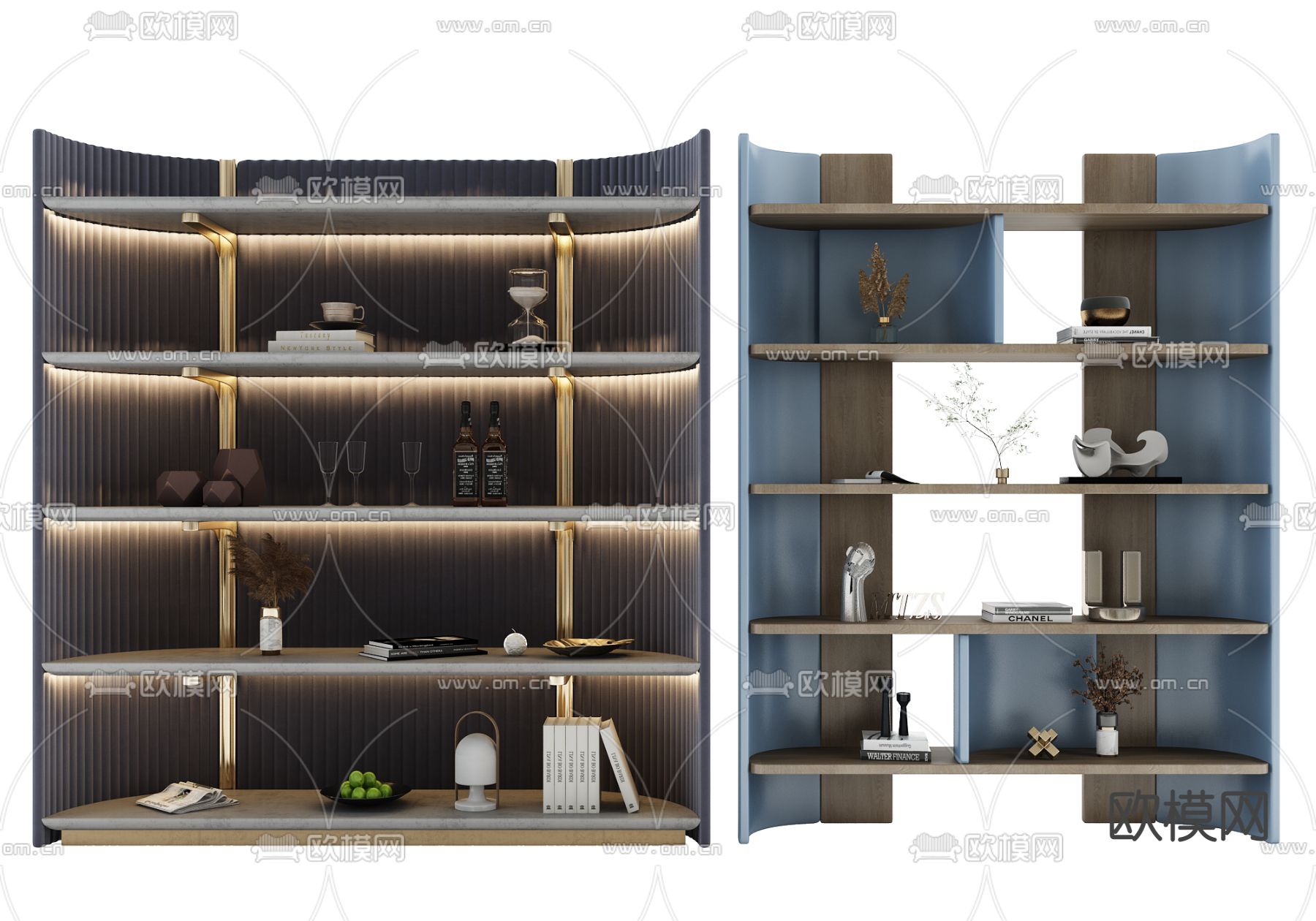 现代轻奢金属装饰柜3d模型下载