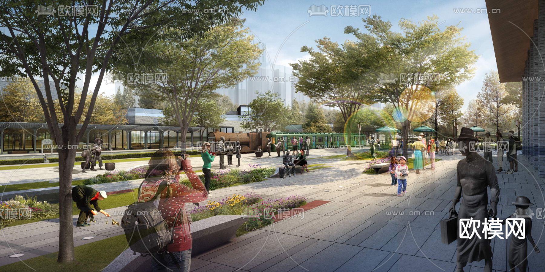 现代广场公园景观psd下载