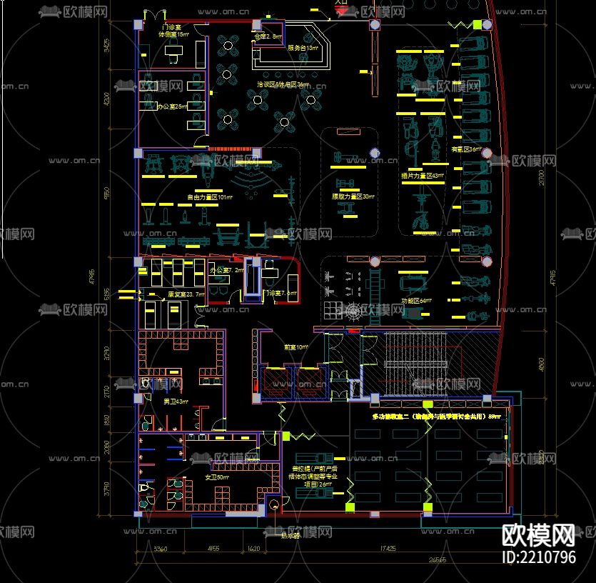广州优托邦健身房cad施工图