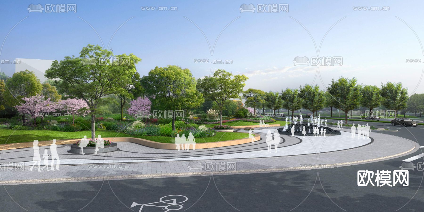现代广场公园景观psd下载