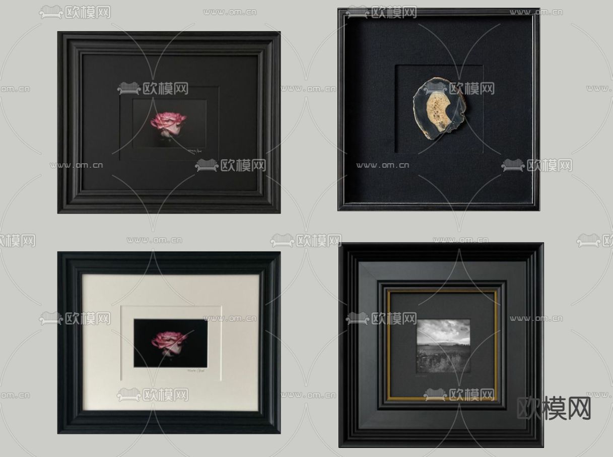 简美装饰挂画su模型下载（渲染图1）