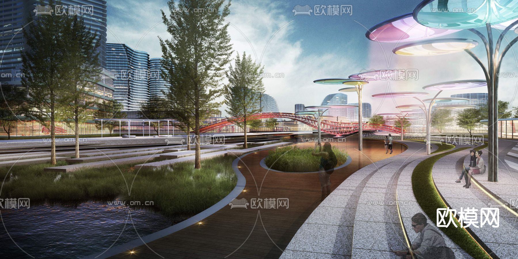 现代广场公园景观PSD下载