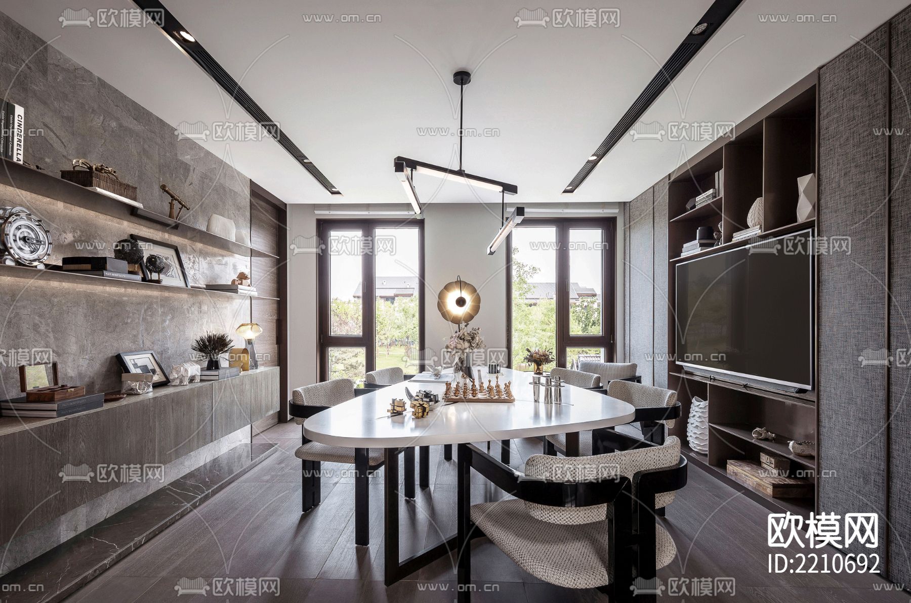 265户型别墅样板间cad施工图下载（渲染图4）