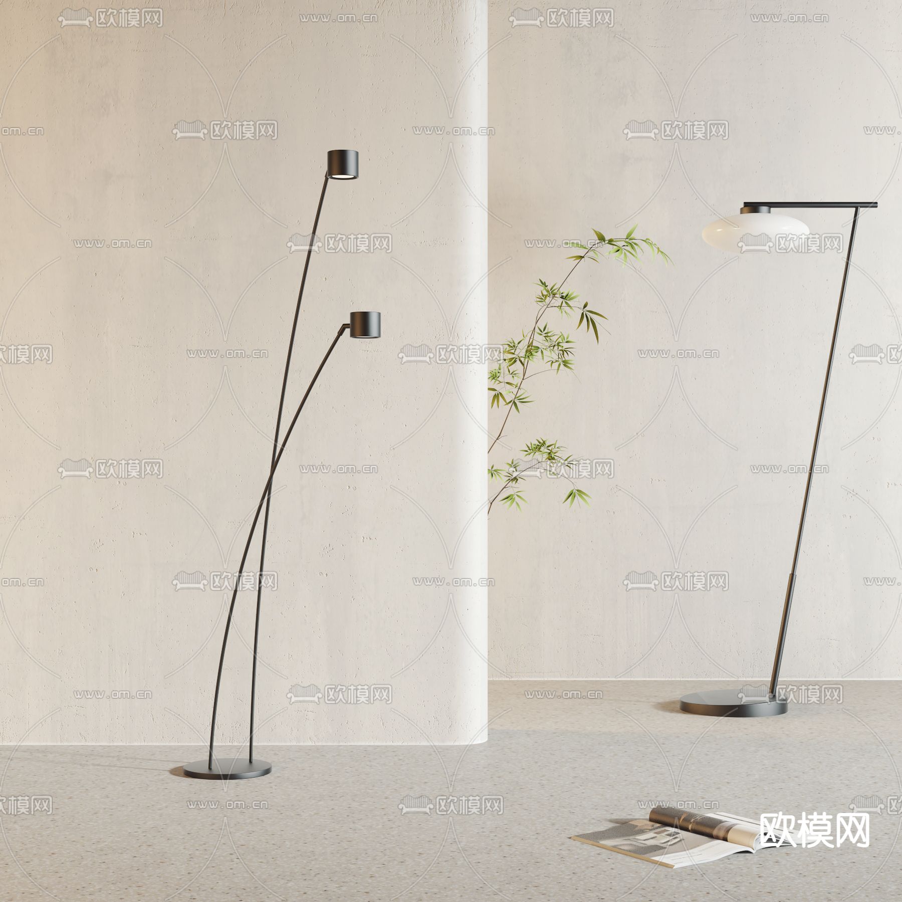现代极简金属落地灯3d模型下载_ID12047302_3dmax免费模型-欧模网