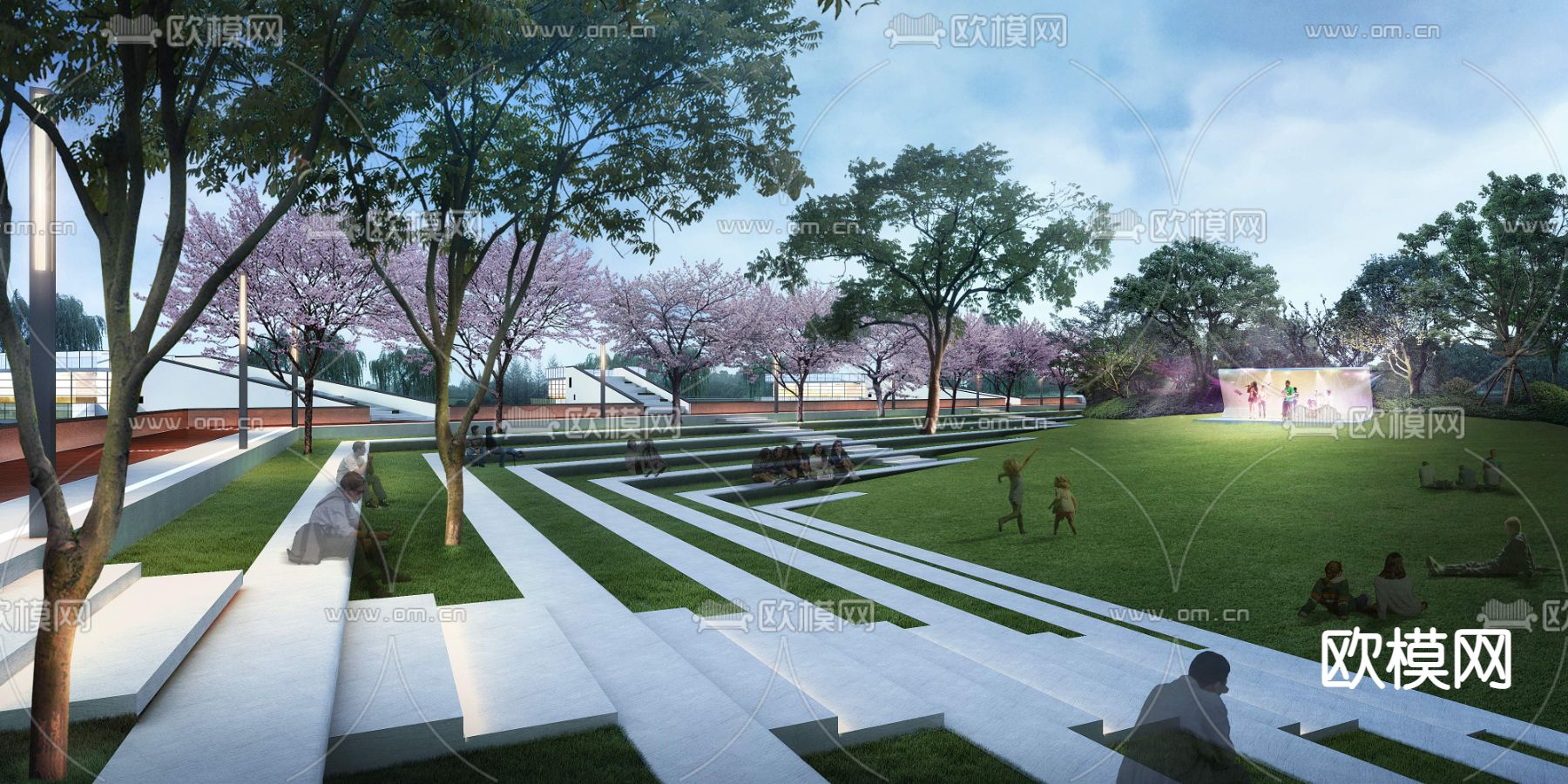 现代广场公园景观psd下载