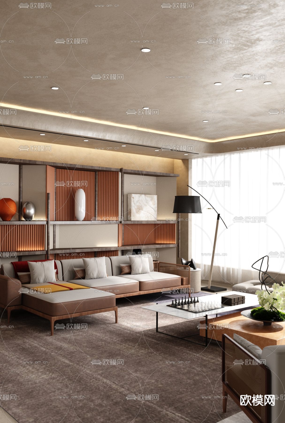 梁志天设计 侘寂客厅3d模型下载