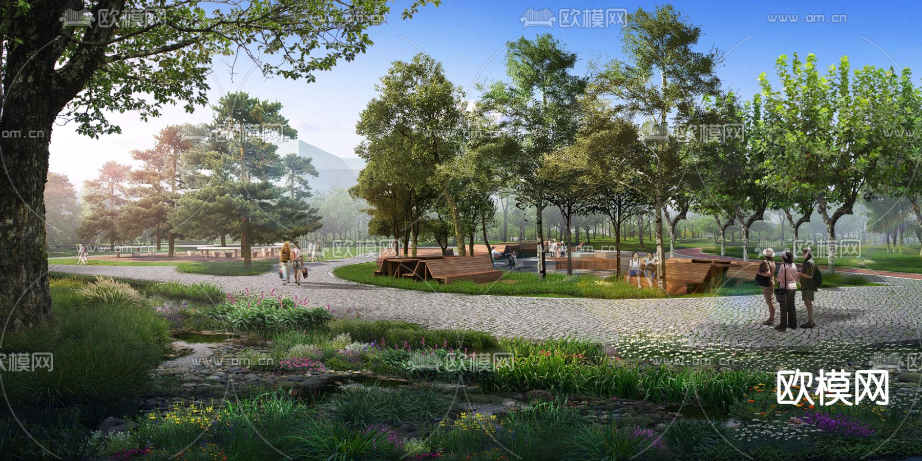 现代广场公园景观psd下载