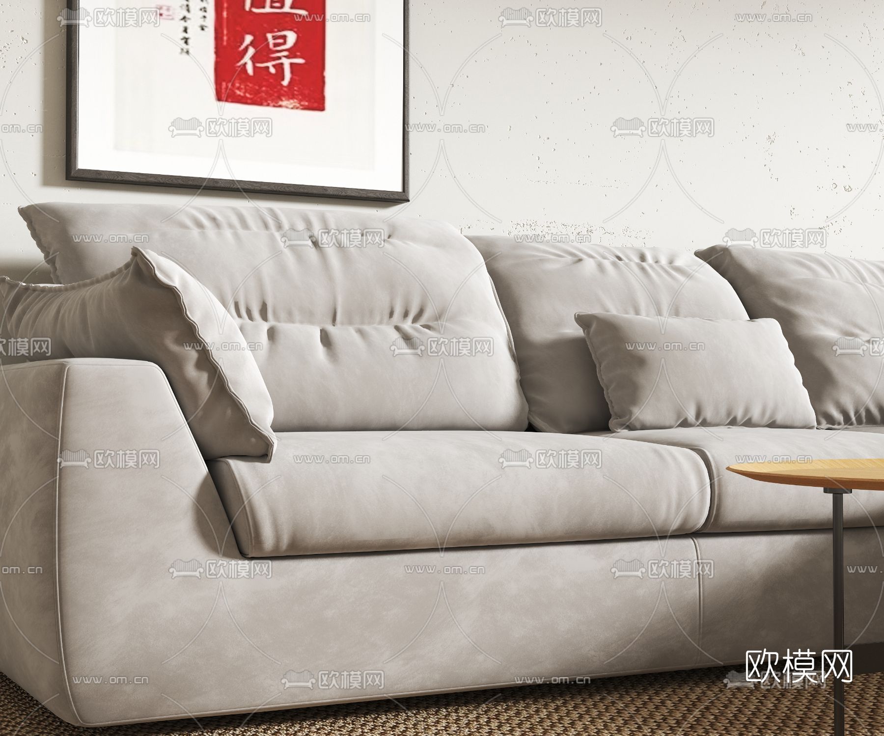现代米色转角沙发3d模型下载（渲染图2）