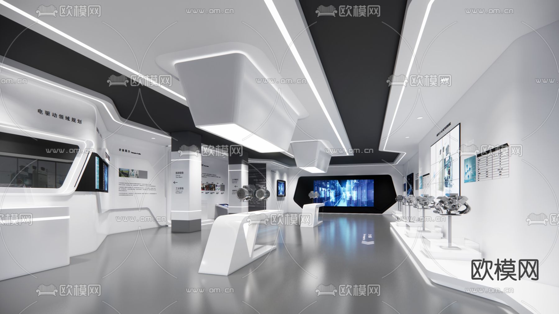 现代科技企业展厅su模型下载（渲染图1）