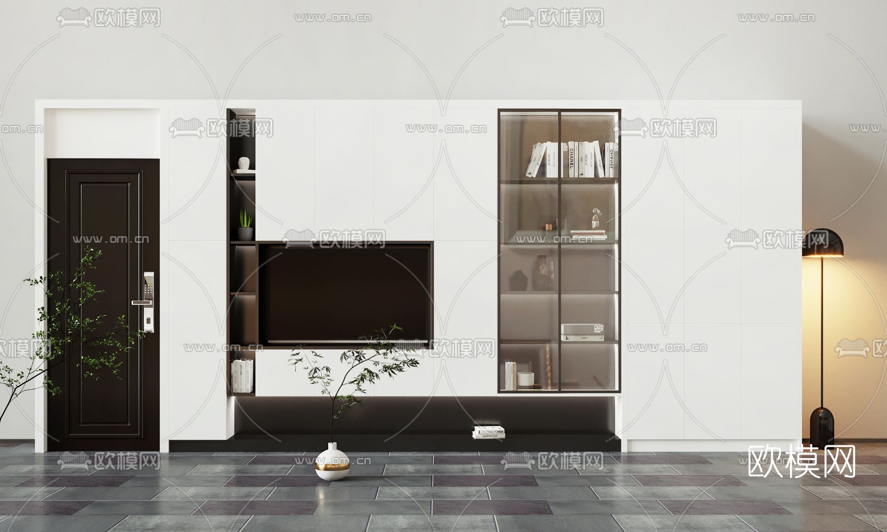 现代电视背景墙3d模型下载