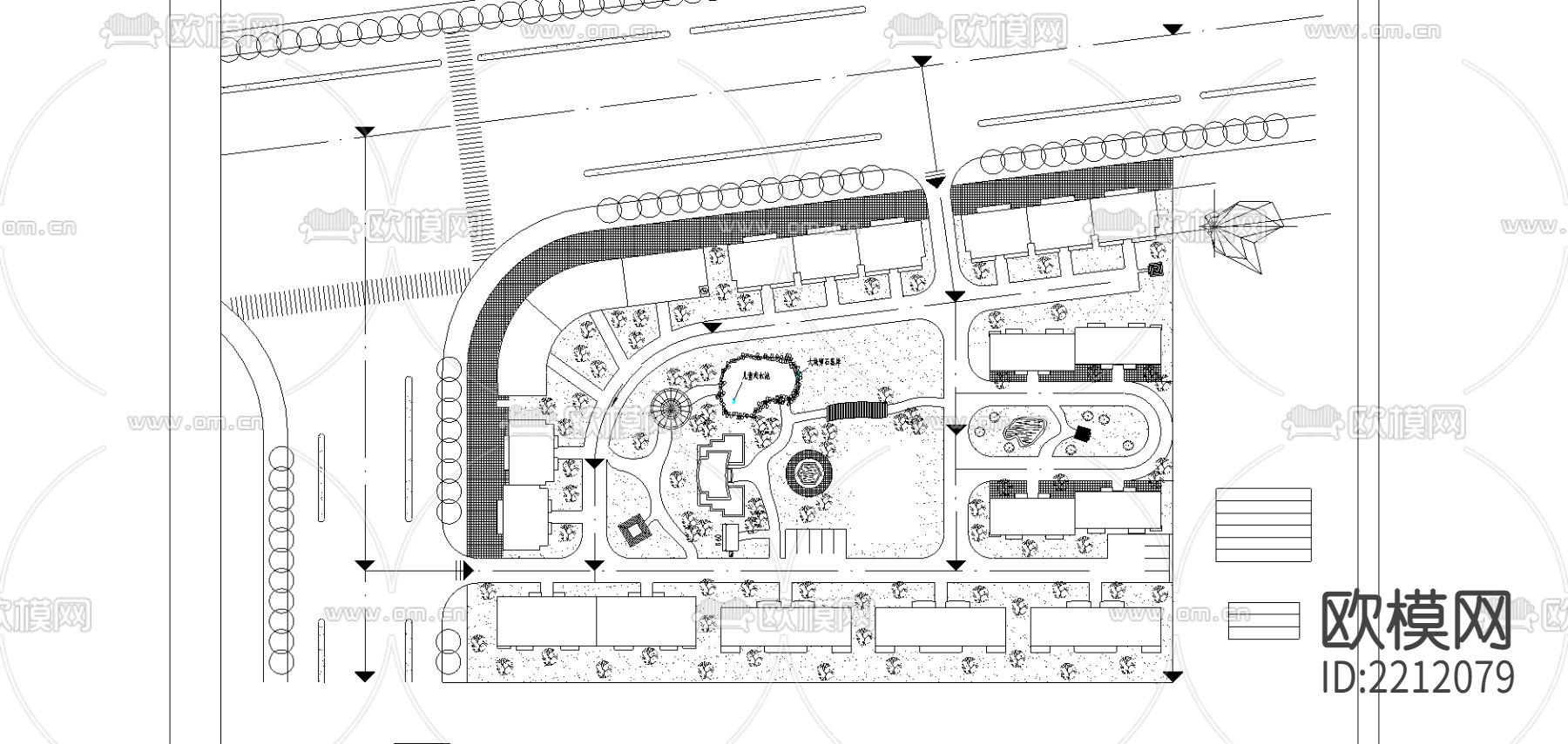 组团规划总图CAD施工图下载（渲染图1）