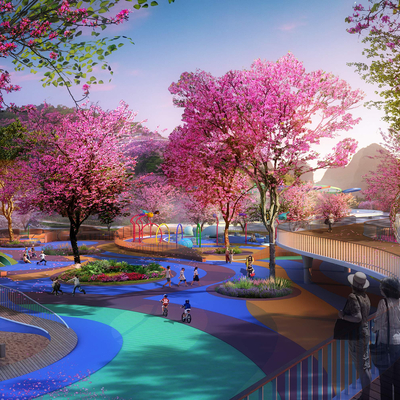 桃花树亲子公园景观psd