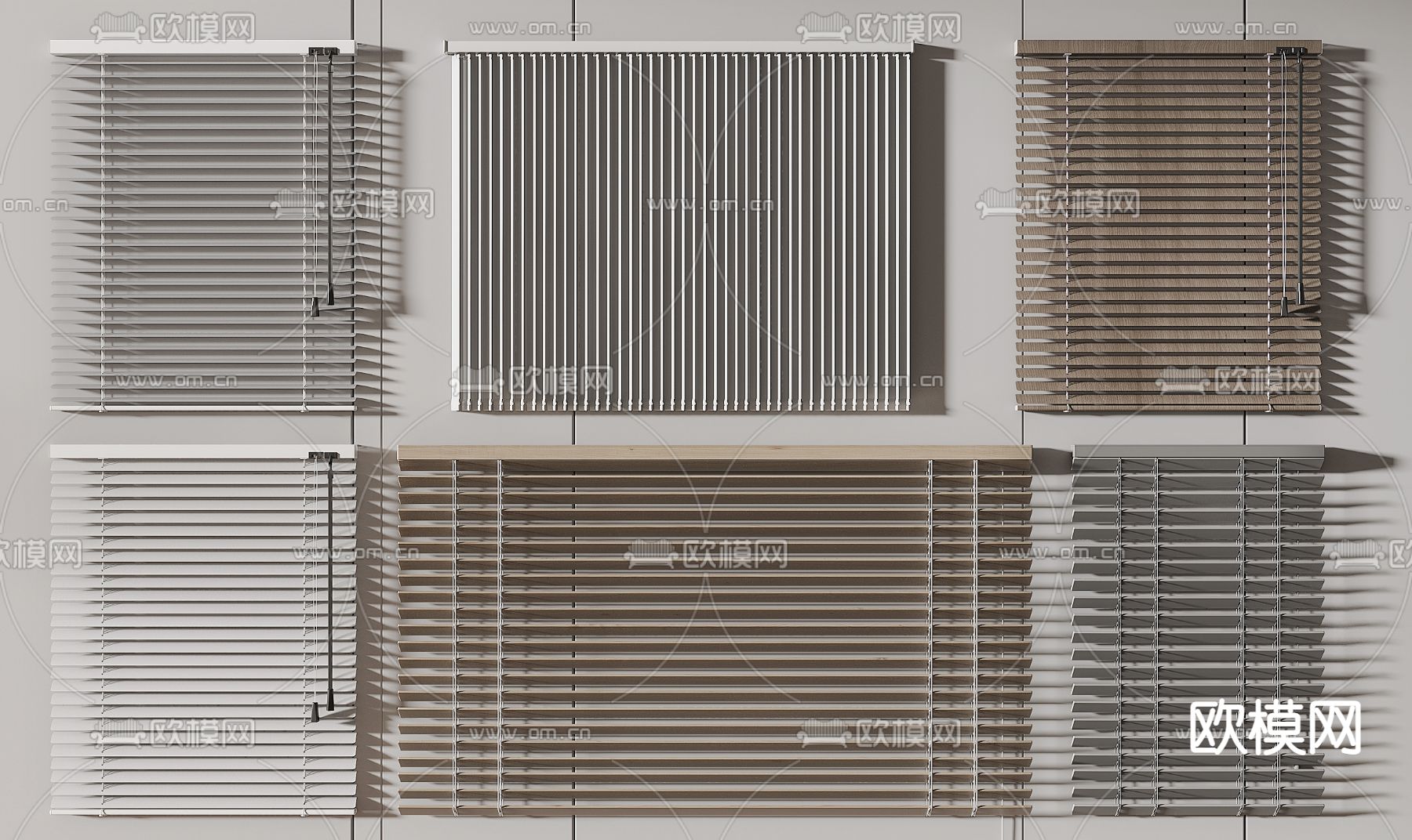 现代百叶帘遮光帘3d模型下载