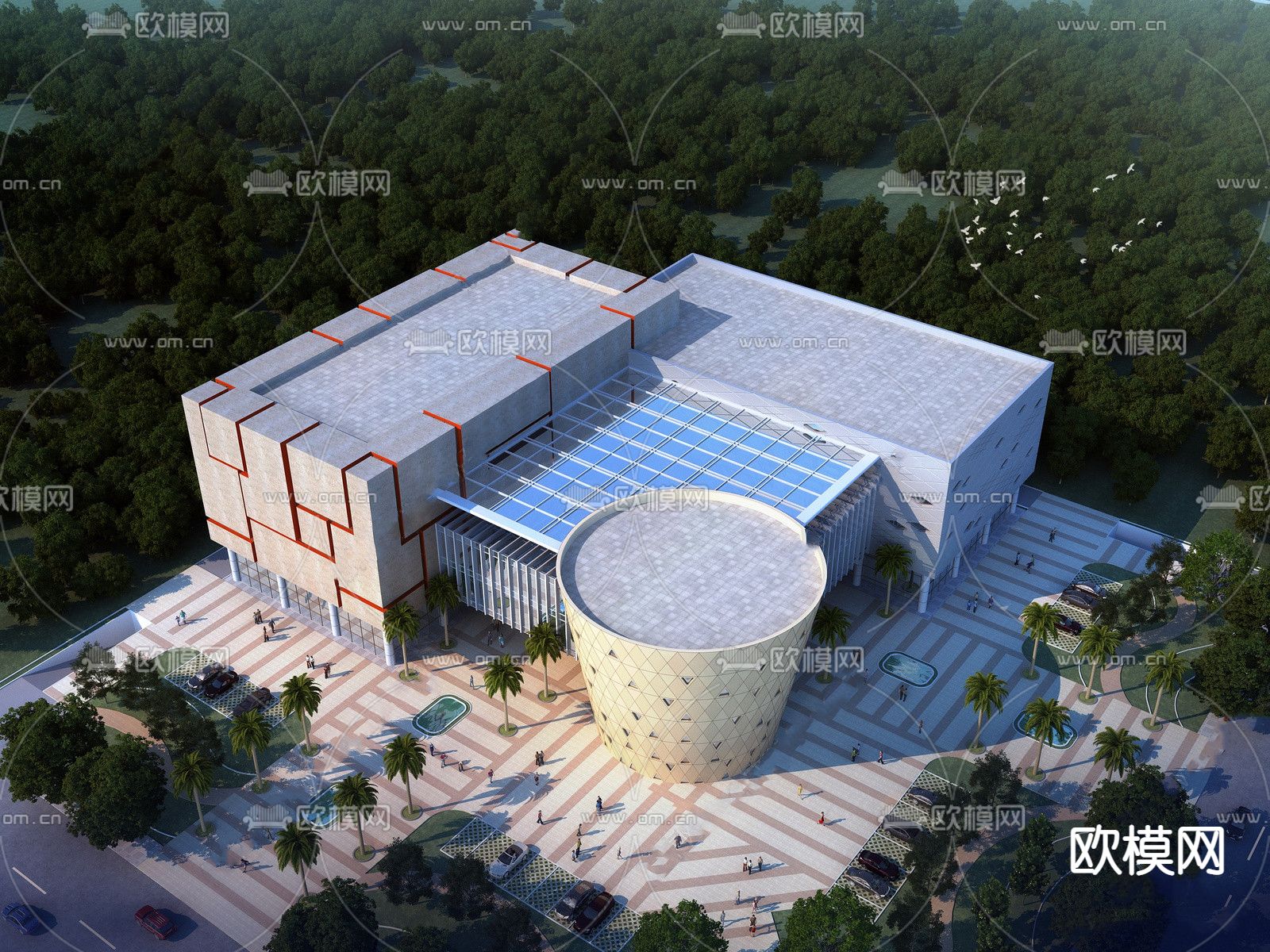 现代博物馆su模型下载（渲染图1）